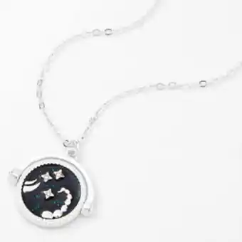 Claire's Silver glow in the dark zodiac spinning pendant necklace - scorpio offer