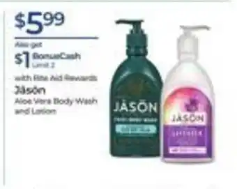 Jáson aloe vera body wash and lotion