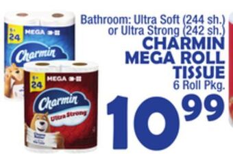 Bravo Supermarkets Charmin mega roll tissue 6 roll pkg. offer