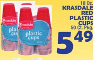 Bravo Supermarkets Krasdale red plastic cups 50 ct. pkg. offer