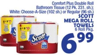 Bravo Supermarkets Scott mega roll towels 6 roll pkg. offer