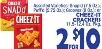 Bravo Supermarkets Cheez-it crackers 11.5-12.4 oz. pkg offer