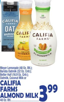 Bravo Supermarkets Califia farms almond milk offer