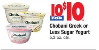 ACME Chobani greek or less sugar yogurt offer