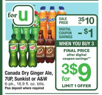 ACME Canada dry ginger ale, 7up, sunkist or a&w offer