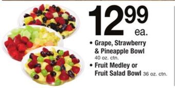 ACME Grape, strawberry & pineapple bowl 40 oz. ctn., fruit medley or fruit salad bowl 36 oz. ctn offer