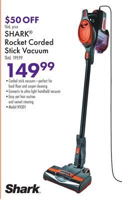 Boscov's Shark® rocket corded stick vacuum offer