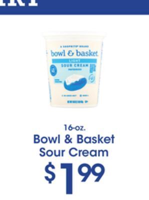 Price Rite Bowl & basket sour cream offer