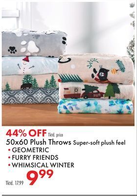 Boscov's 50x60 plush throws offer