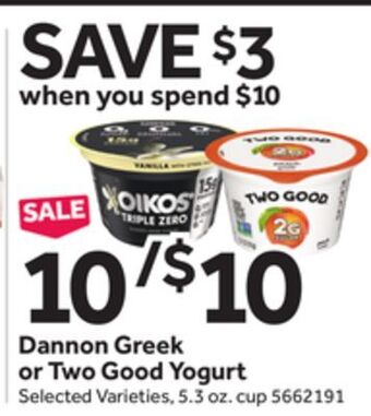 Stop&Shop Dannon greek or two good yogurt offer