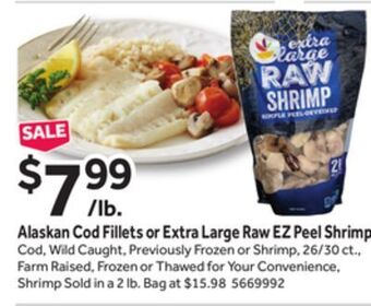 Stop&Shop Alaskan cod fillets or extra large raw ez peel shrimp offer