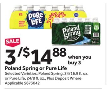 Stop&Shop Poland spring or pure life offer
