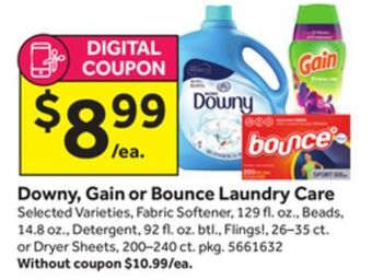 Stop&Shop Downy, gain or bounce laundry care offer