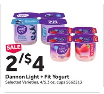 Stop&Shop Dannon light + fit yogurt offer