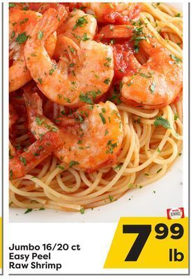 Weis Markets Jumbo 16/20 ct easy peel raw shrimp offer