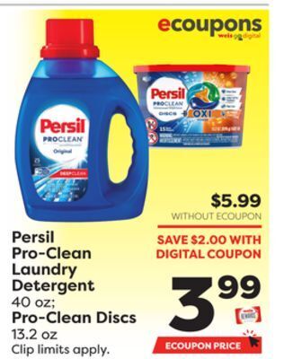 Weis Markets Persil pro-clean laundry detergent 40 oz pro-clean discs 13.2 oz offer