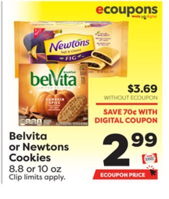 Weis Markets Belvita or newtons cookies offer