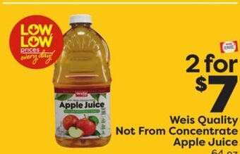 Weis Markets Weis quality not from concentrate apple juice offer