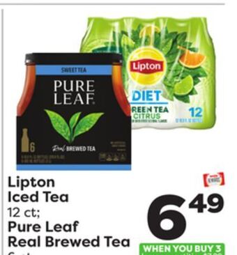 Weis Markets Lipton iced tea 12 ct pure leaf real brewed tea 6 ct offer