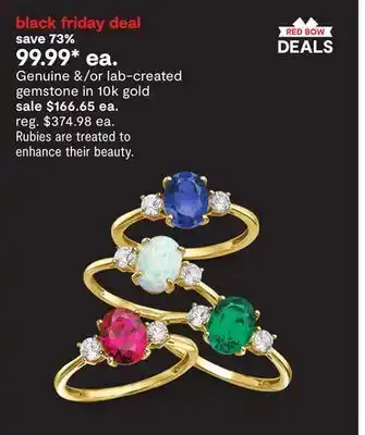 JC Penney Genuine &/or lab-created gemstone in 10k gold offer