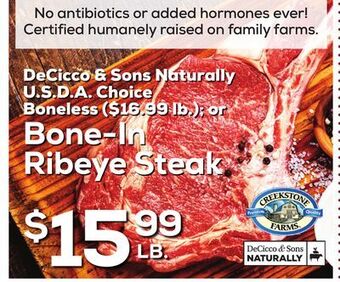 DeCicco & Sons Bone-in ribeye steak offer