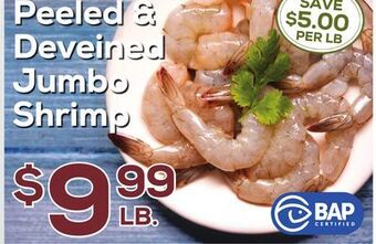 DeCicco & Sons Peeled & deveined jumbo shrimp offer
