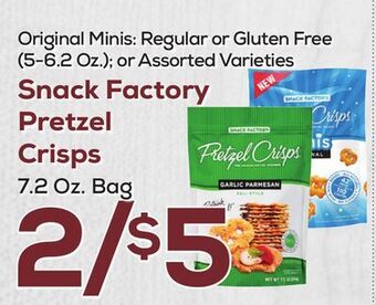 DeCicco & Sons Snack factory pretzel crisps 7.2 oz. bag offer