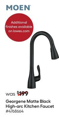 Lowe's Georgene matte black high-arc kitchen faucet offer