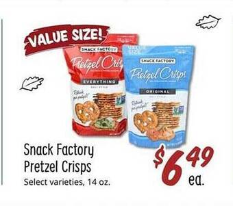 Sprouts Farmers Market Snack factory pretzel crisps offer