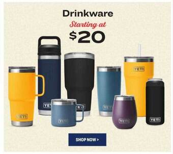 Academy Yeti drinkware offer