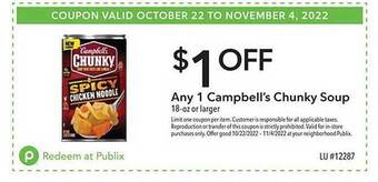 Publix Campbell's chunky soup offer