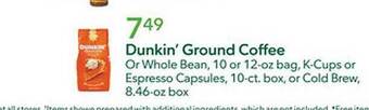 Publix Dunkin' ground coffee offer