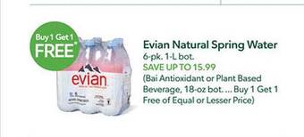 Publix Evian natural spring water offer