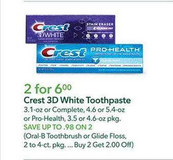 Publix Crest 3d white toothpaste offer