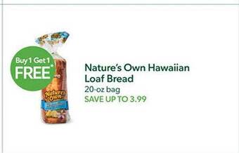 Publix Nature's own hawaiian loaf bread offer