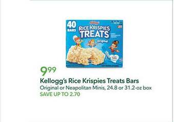 Publix Kellogg's rice krispies treats bars offer