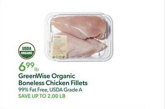 Publix Greenwise organic boneless chicken fillets offer
