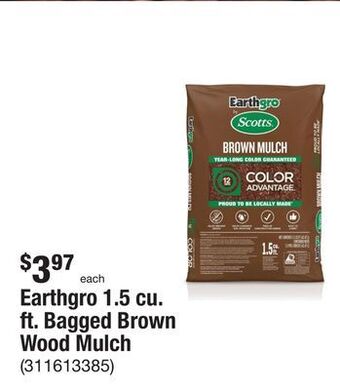 The Home Depot Earthgro 1.5 cu. ft. bagged brown wood mulch offer