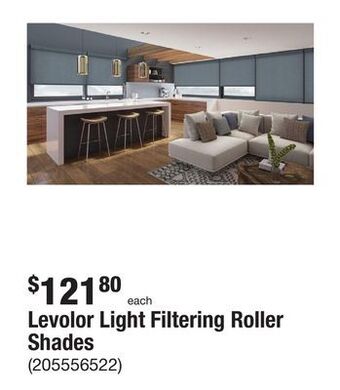 The Home Depot Levolor light filtering roller shades offer