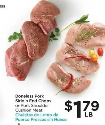 Food 4 Less Boneless pork sirloin end chops or pork shoulder cushion meat offer