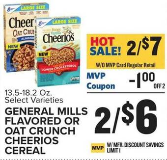 Food Lion General mills flavored or oat crunch cheerios cereal offer