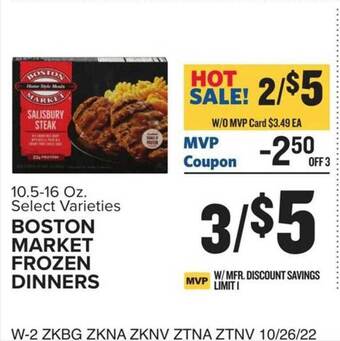 Food Lion Boston market frozen dinners offer