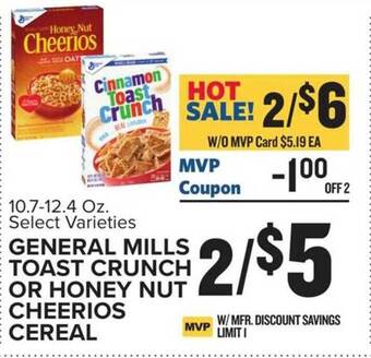 Food Lion General mills toast crunch or honey nut cheerios cereal offer