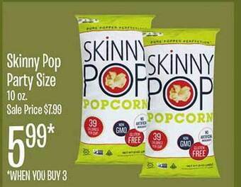 Jewel-Osco Skinny pop party size offer