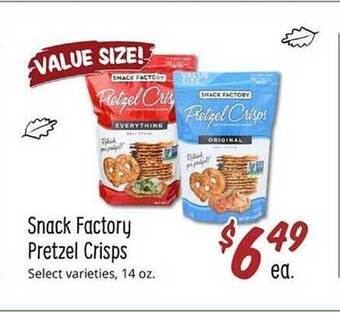 Sprouts Farmers Market Snack factory pretzel crisps offer