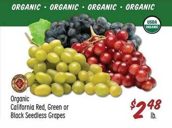 Sprouts Farmers Market Organic california red, green or black seedless grapes offer