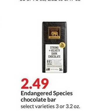 Hy-Vee Endangered species chocolate bar offer