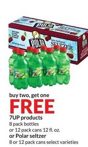 Hy-Vee 7up products or polar seltzer offer