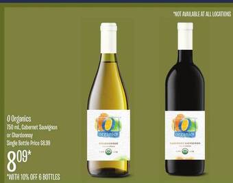 Jewel-Osco O organics cabernet sauvignon or chardonnay single bottle offer