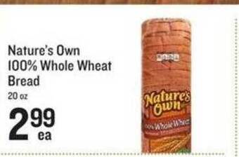 Lowes Foods Nature's own 100% whole wheat bread offer